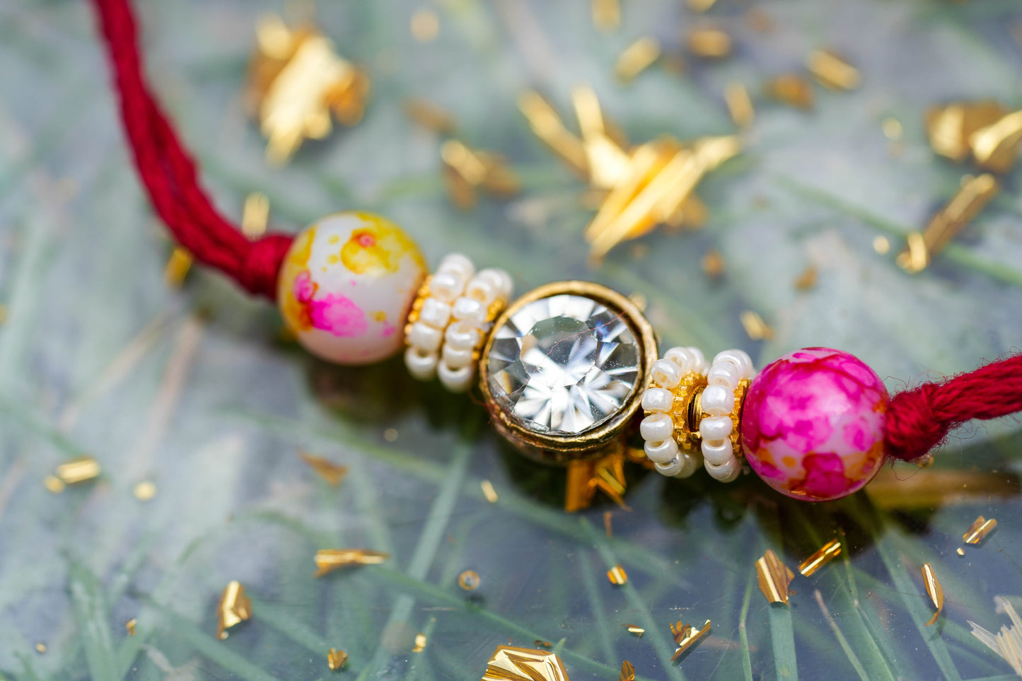 Red Pink Brother and Sister Rakhi Set