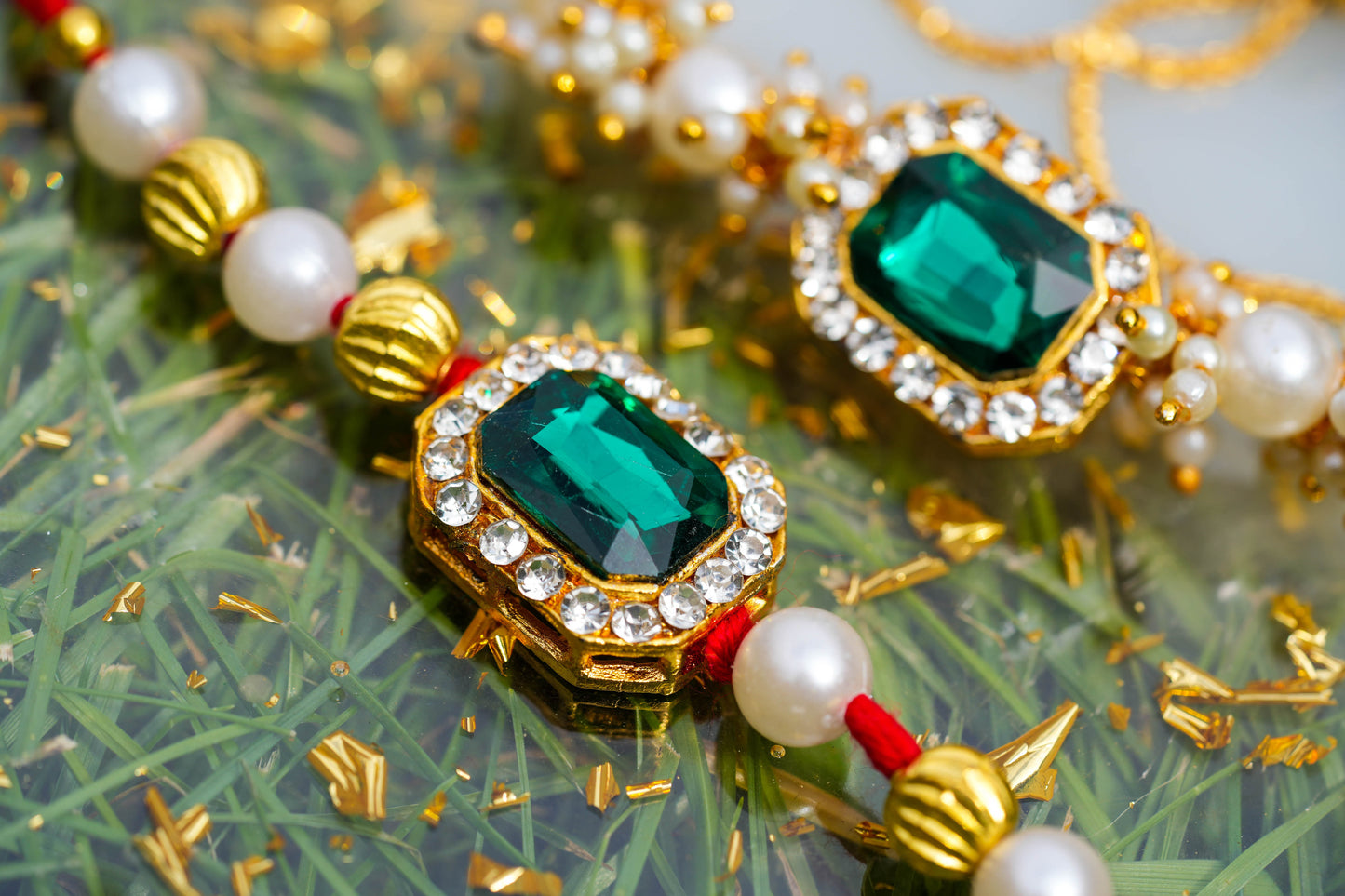 Green Emerald Brother and Sister Rakhi Set